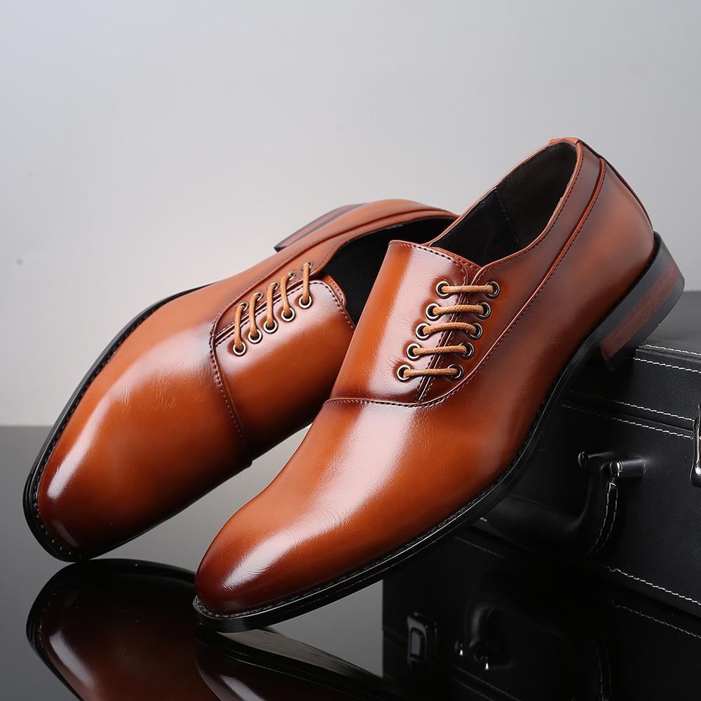 2025 New British Men's Fashion Trend Single Shoes Business Casual Leather Shoes Japanese Square Head Large Size Men's Shoes