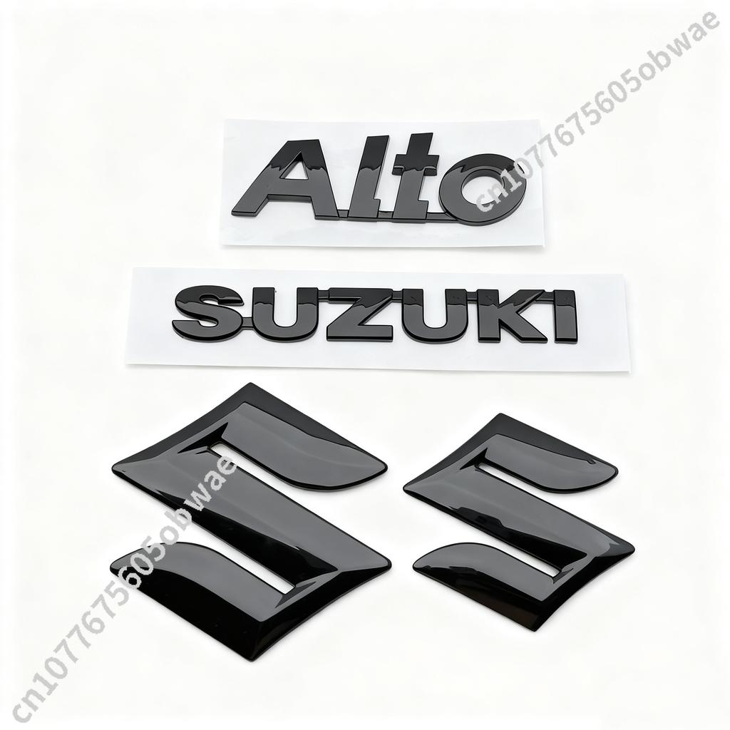 For SUZUKI ALTO Front Rear Car Emblem Badge Logo Black Glossy Auto Sticker Accessories Universal Rear Trunk Badge Logo