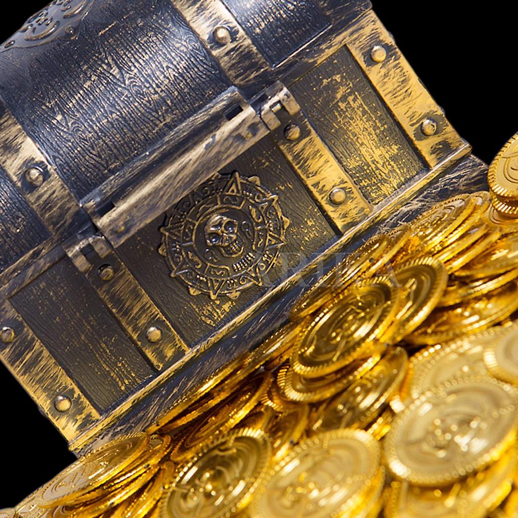 ARIKA Treasure Chest Toy Box Pirate Gold Coins Treasure Set of 100 (Antique)