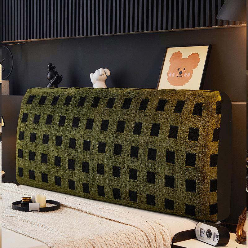 Plaid Thickened Bedside Headboard Cover
