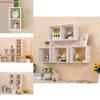 Contemporary Wooden Wall Shelf With Modular Grid Design For Bedroom Storage And Decor