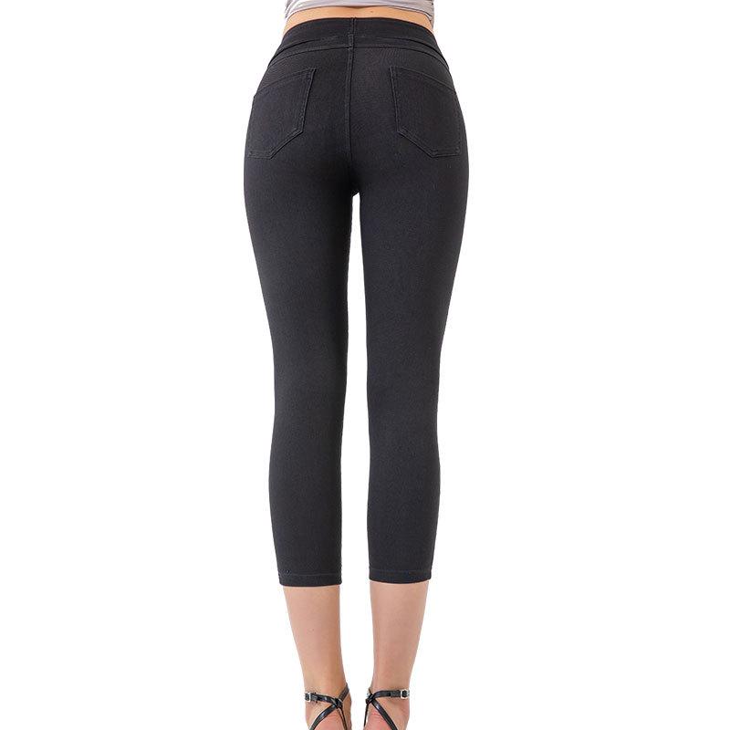 2025 Spring/Summer Women's High Waist Yoga Denim Capri Pants - Slimming, High Elastic, Tummy Control, Fitness Casual Wear.