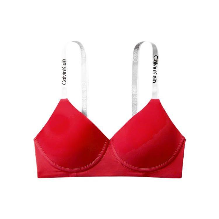 Calvin Klein Focus Gravity Band Solid Color Crossback Soft Support Wireless Bra Women Underwear Red QF6864AD-5FJ
