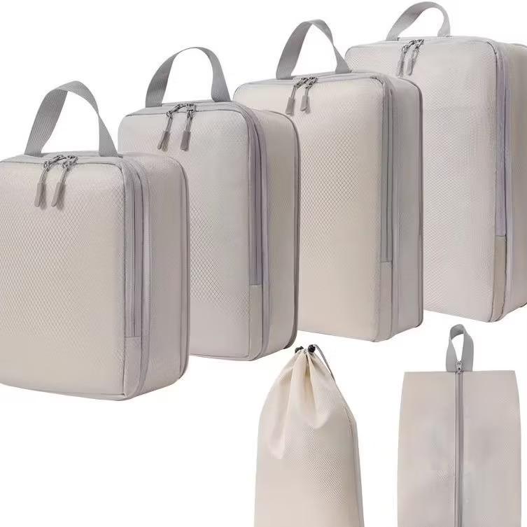 4/6pcs Compressible Packing Travel Storage Bag Cubes Waterproof Suitcase Nylon Portable With Handbag Luggage Organizer Ryanai