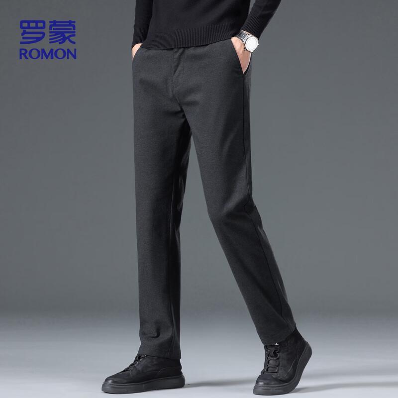 ROMON Men's Elastic Wrinkle-Free Business Casual Straight Leg Pants