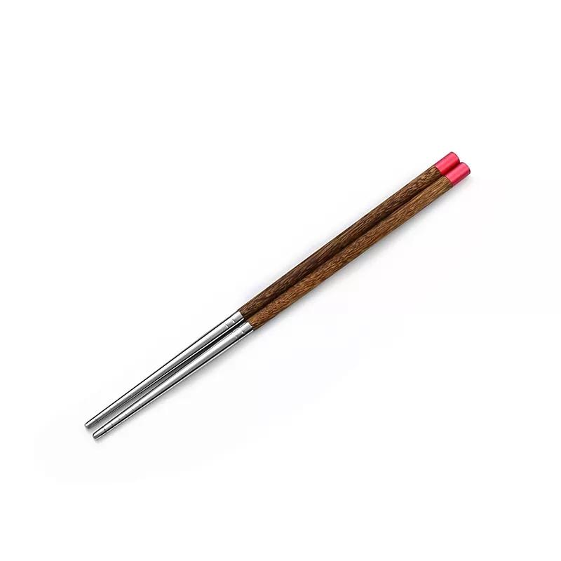 Wood Handle Chopsticks Stainless Steel Chopstiacks Household Pointy Chinese Chopsticks Sushi Tableware Non-slip Chopsticks Set