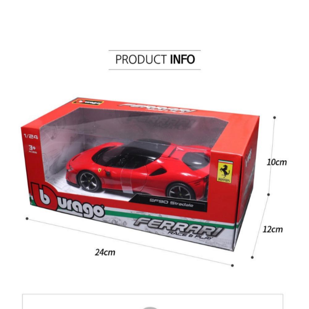 Brago 1:24 Ferrari Stradale SF90 Samochód Odlewany Ciśnieniowo, Czerwony, 1 Sztuka