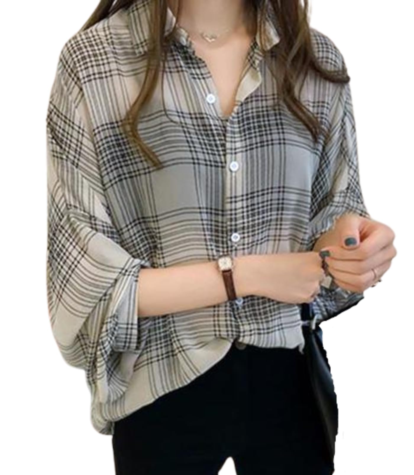 

Проверьте длинную открытую шифоновую рубашку с воротником [toasoa] Женская рубашка, Рукав, Перед, Блузка, Прозрачная, Стильная, Милая, В полоску, Элегантная, (02 - L, Бежевый) бежевый