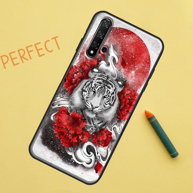 Tiger Red Sun Japan Art For Huawei Nova 5T 9 10 SE 7i 8i 11i 12i Y60 Y61 Y70 Y72 Y73 Y90 Y91 P20 P30 P40 Lite Case