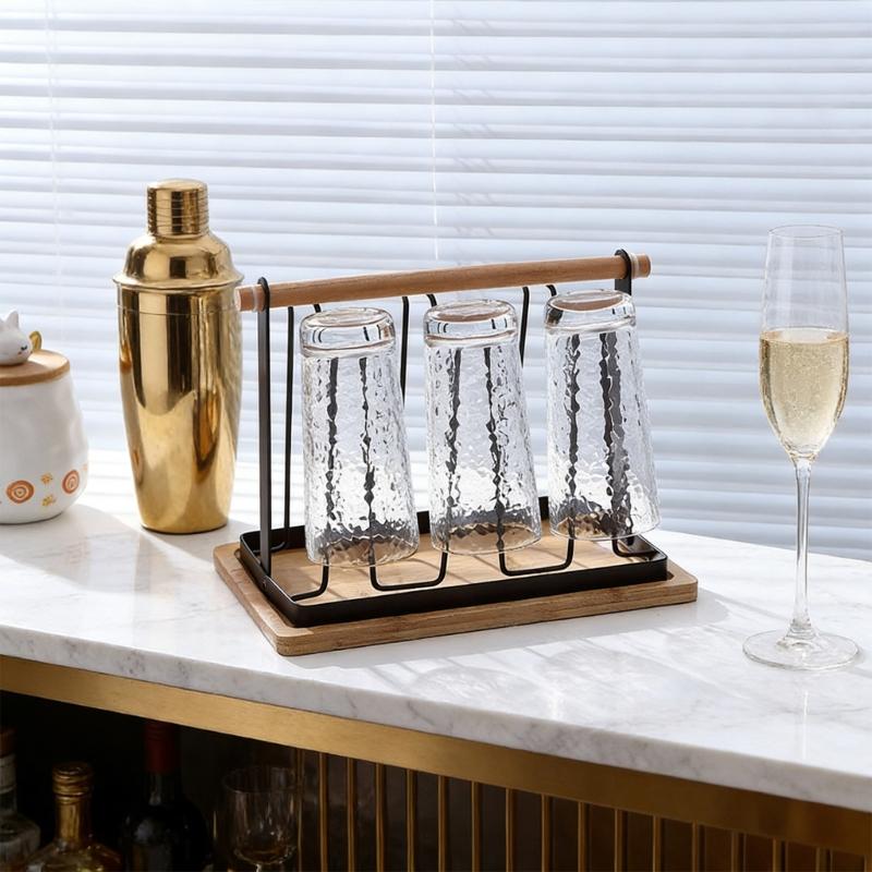 Elegant Iron Mug Rack Cups Organizer Cup Drying Stand Metal Texture Simple Theme Suitable for Modern Home Decorating