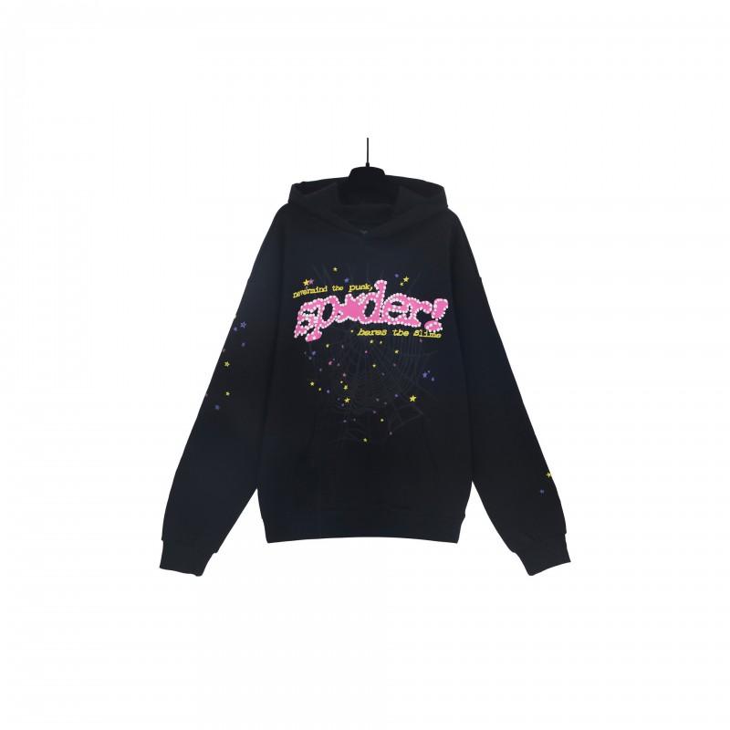 Oversized Hoodie With Spiderweb Foil Print Streetwear Cotton Sweatshirt Men