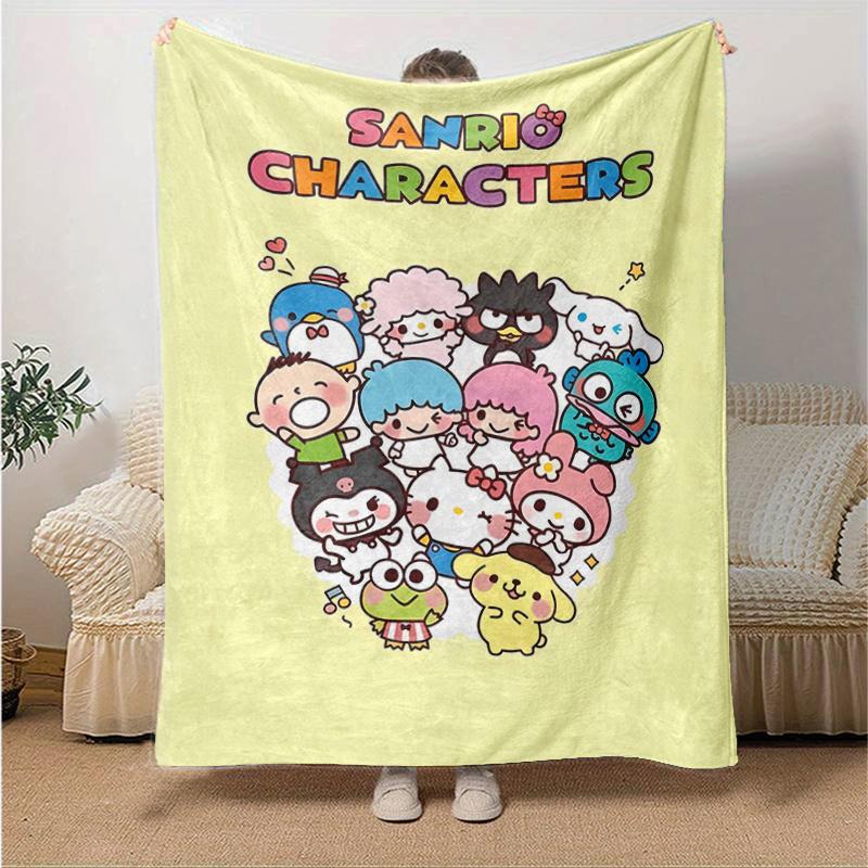 

1pc Sanrio Characters Blanket, Cartoon Stitch Holding Football Pattern Throw Blanket for Home Decor, Gift Idea for Family and Friend, Suitable for All 130x150cm