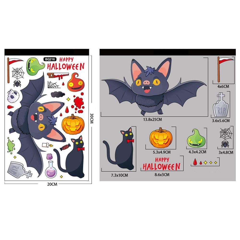 Cute Halloween Window Stickers Witch Bat Pumpkin Skull Self-adhesive Stickers Home Decoration