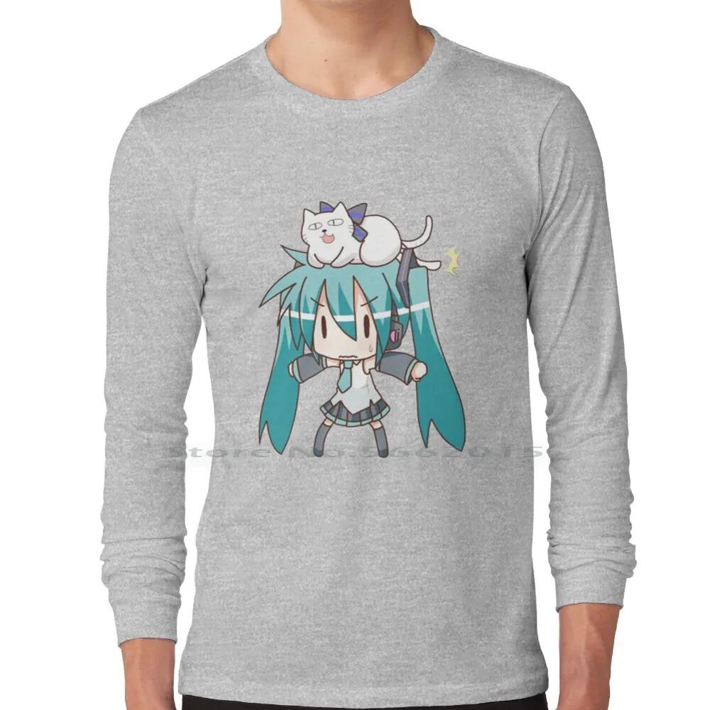 Miku T Shirt 100% Cotton Kawaii Manga Anime Girl Japanese Short Long Sleeve Tee Top