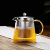 High-Temperature Resistant Glass Teapot with Vertical Pattern and Stainless Steel Filter for Brewing Scented Tea