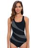 2024 New Striped Print Sport Swimwear Women Backless One Piece Swimsuit Female Professional Bathing Suit Swimming Suit For Women