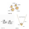 Stainless Steel Heart Layered Earring Set With Geometric Pendant For Women