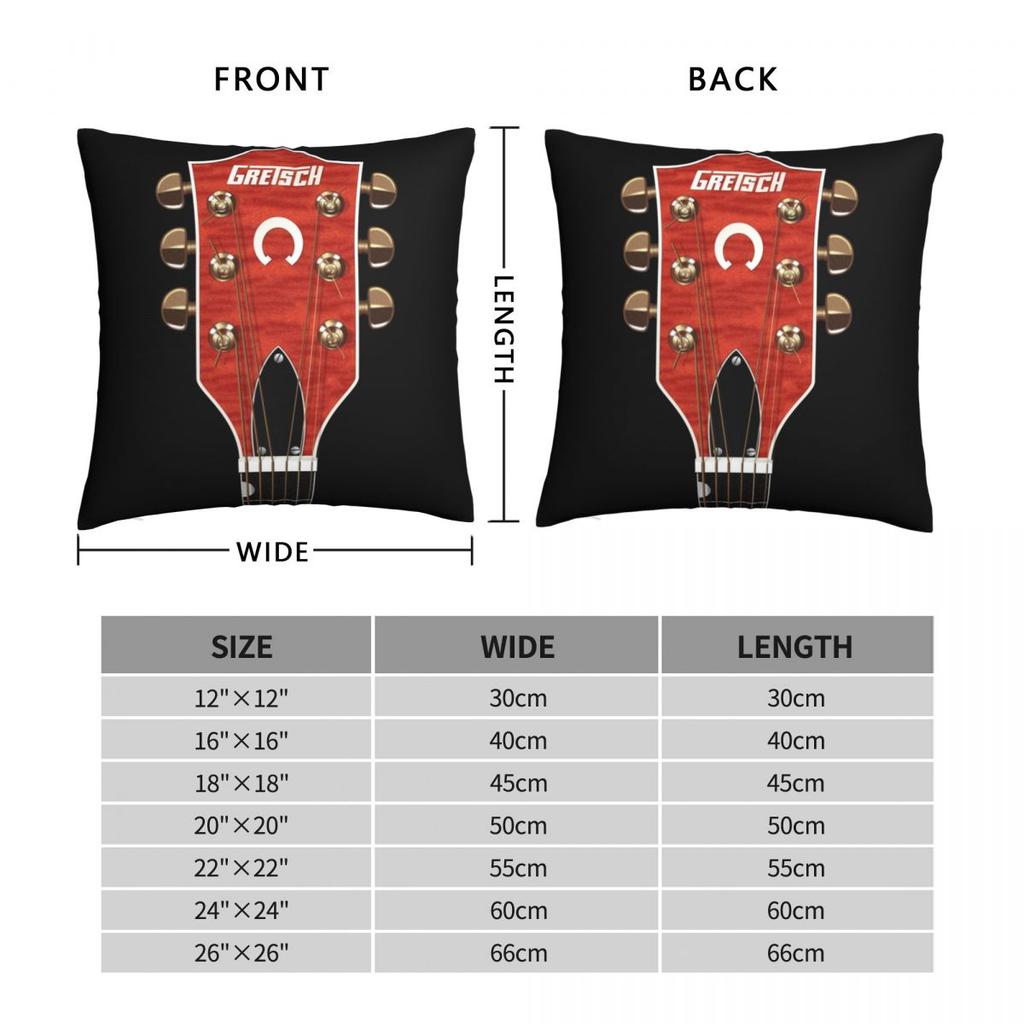 Gretsch Guitar Pillowcase Polyester Linen Velvet Creative Zip Decorative Pillow Case Sofa Seater Cushion Cover