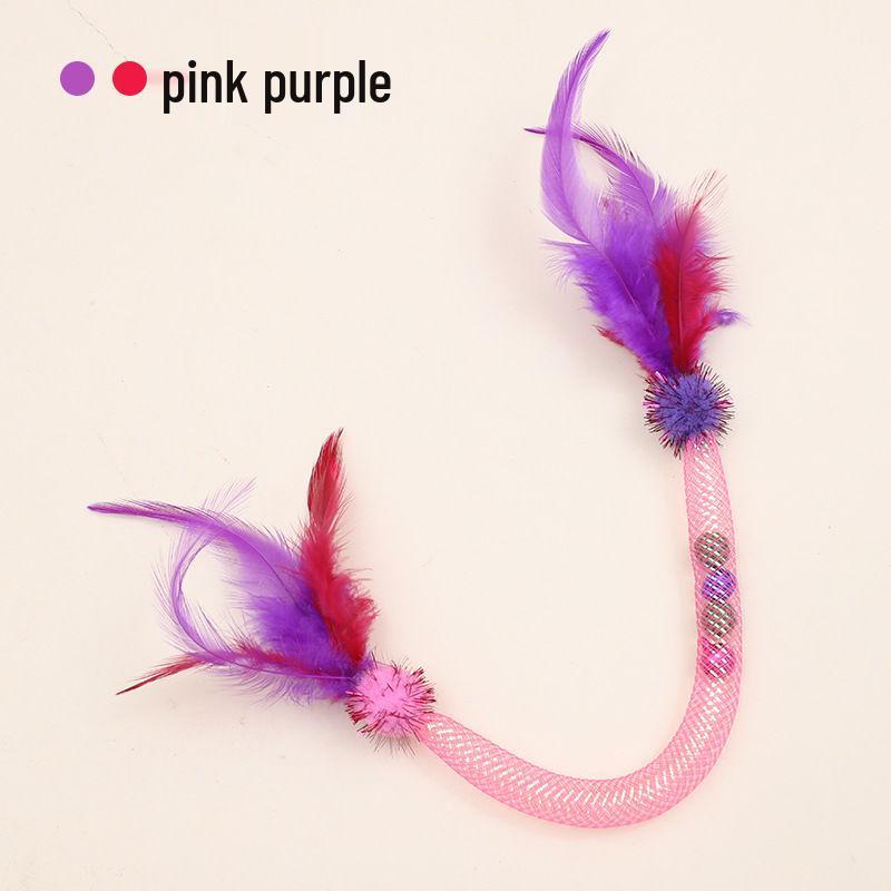 Retractable Cat Toy: Feather Teasing Wand with Elastic Rope, Catnip, Bell, Self-Entertainment, Bite-Resistant - Perfect for Boredom Relief.