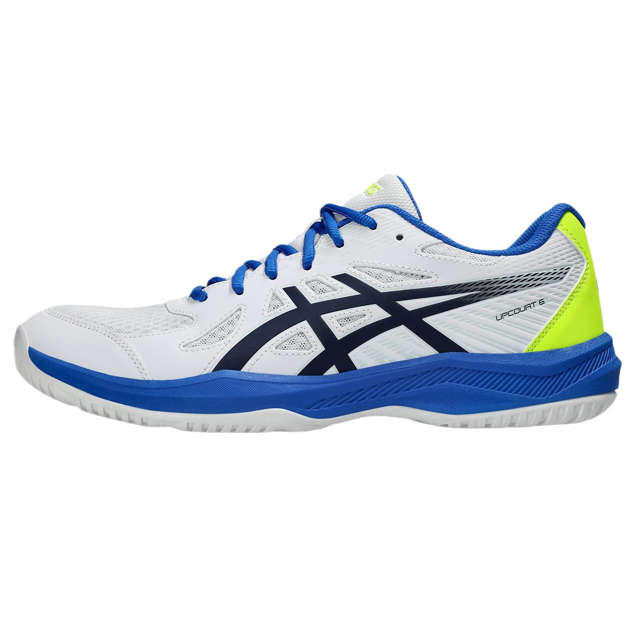 

ASICS Men s Upcourt 6 Indoor Volleyball Shoes White Saba Blue 1071A104-103 EU 45