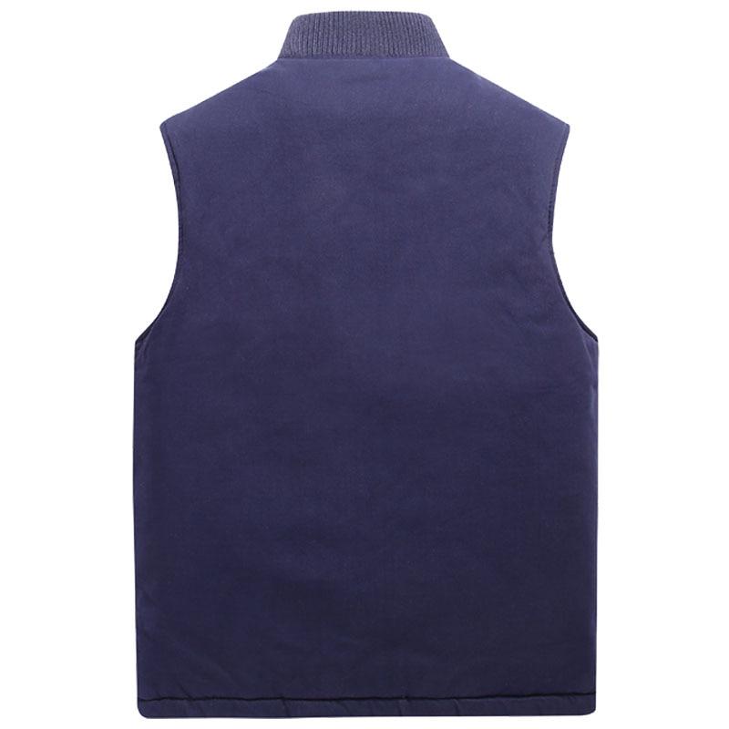 Winter Plus Size Men Cotton Multi Pockets Thicken Work Waistcoat Casual Warm Sleeveless Jacket 