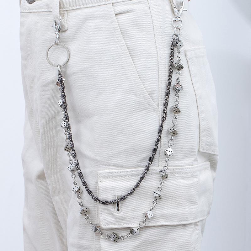Dark Punk Style Dice Skull Skull Waist Chain Bracelet Necklace Jeans Chain Cool Personality Hip Hop Accessories