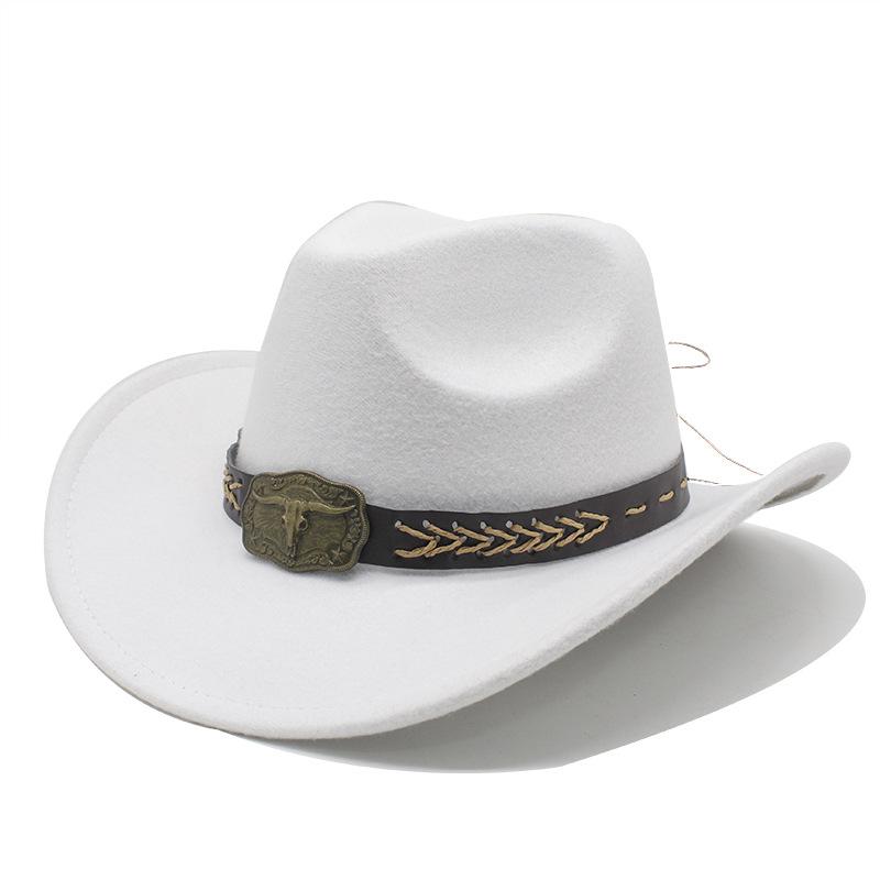 Ethnic Tibetan Style Western Cowboy Hat Top Hat Men'S And Women'S Felt Hat Rolled-Brim Jazz Hat Hat Tide