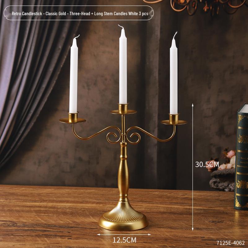 Vintage French Candelabra Ornament – Romantic European Candle Holder for Table Decor and Photo Props
