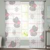 Niedliche Matrosen-Elefanten Tüllvorhänge für Wohnzimmer Schlafzimmer Weihnachten Chiffon Transparent Voile Küchenvorhang