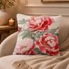 Peony Cushion Cover Anti-dustmite Pillowcase Invisible Zipper Silky Short Plush Sofa Cushion Cover