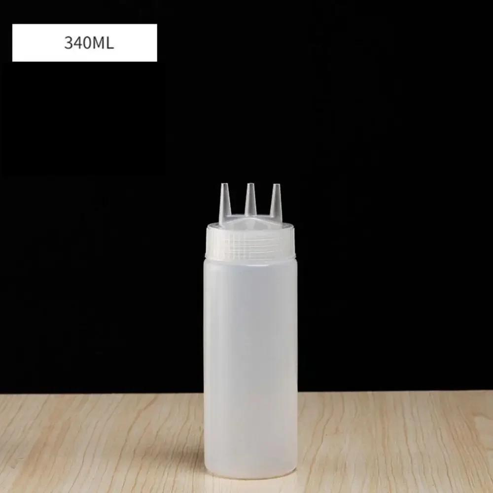 350/450/680ML Plastic 3 Nozzles Squeeze Sauces Bottle Salad Dressing Seasoning Condiment Jars for Kitchen Salad Sauce Bottle