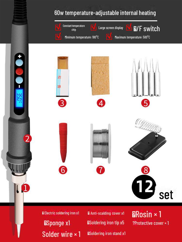 Green Forest Adjustable Temperature Electric Soldering Iron Tool - High Power, Internal Heating, Constant Temperature, Household & Student Use.