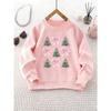 Unisex Round Neck Sweatshirt with Christmas Tree and Bow Pattern, Thanksgiving Outfit, Christmas Wear