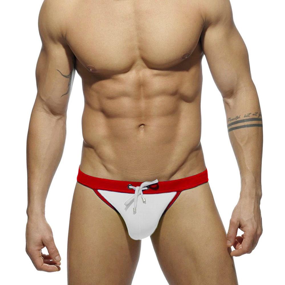 UXH Men's Sexy High-Cut Color Block Triangle Swim Briefs - European & American Fashion