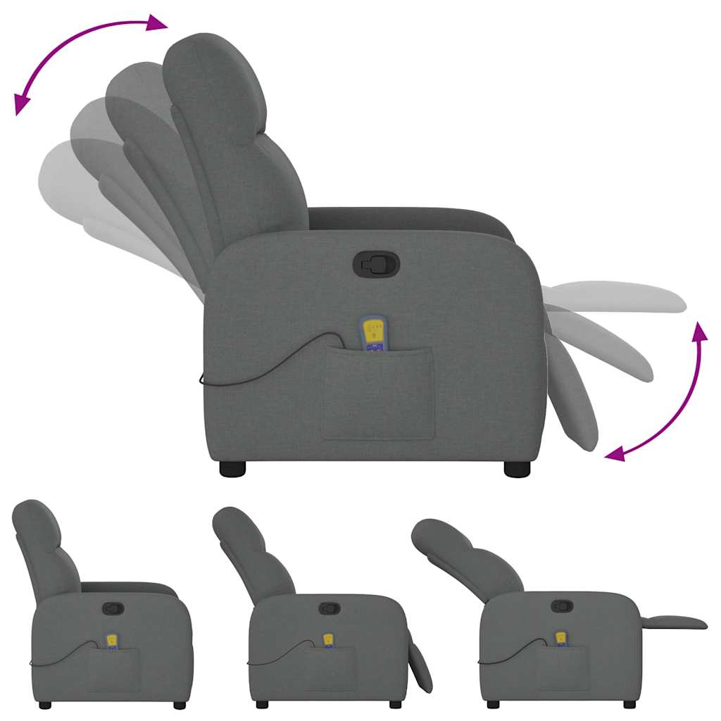 Vidaxl Foldable Massage Armchair, Dark Gray, Fabric Upholstered