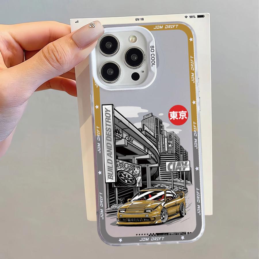Japanese JDM Drift Car Red Sun Case for iPhone 16e 11 12 13 Pro Max 14 15 16 Plus Soft Shell