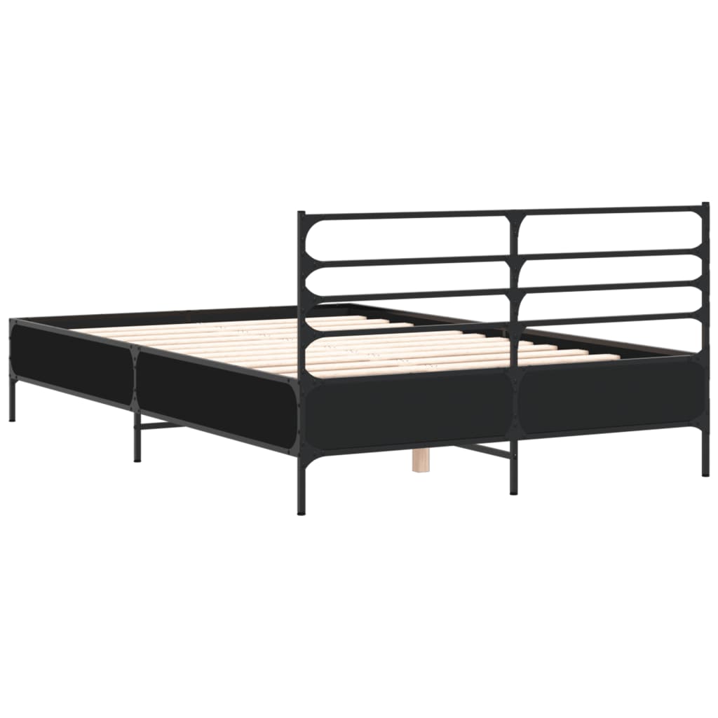 Bed Frame Black 120x200 cm Particleboard and Metal