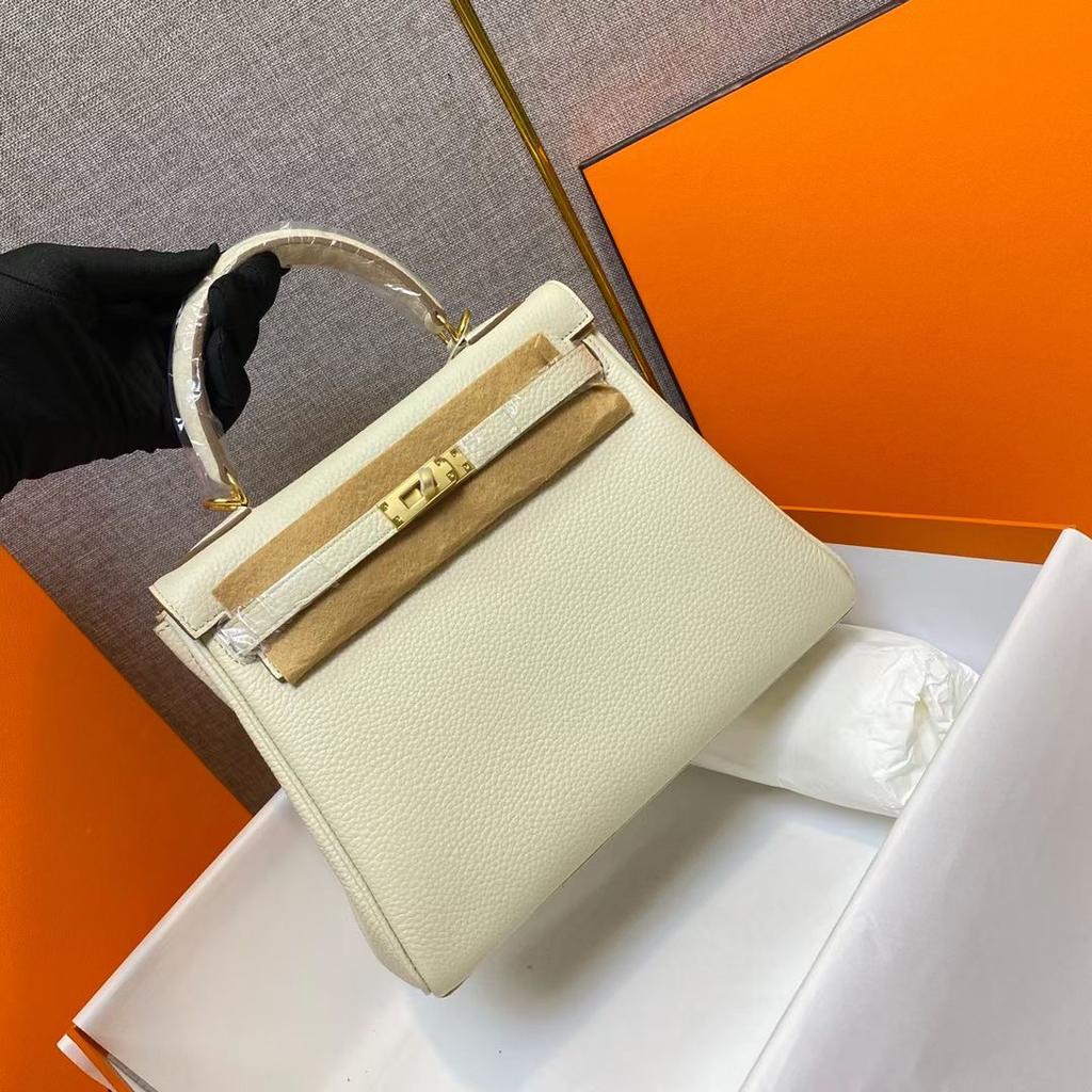 Haute couture leather KL bag 25/28cm lychee Togo top layer cowhide one-shoulder crossbody handbag for women