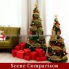 Foldable Flocking Christmas Tree with Lights for Home and Venue Décor