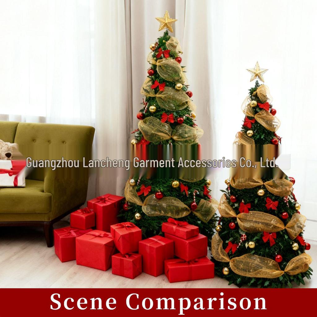 Foldable Flocking Christmas Tree with Lights for Home and Venue Décor