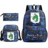 Attack Giant Attackontitan School Bag Three-Piece Printed Backpack Student Computer Canvas Bag