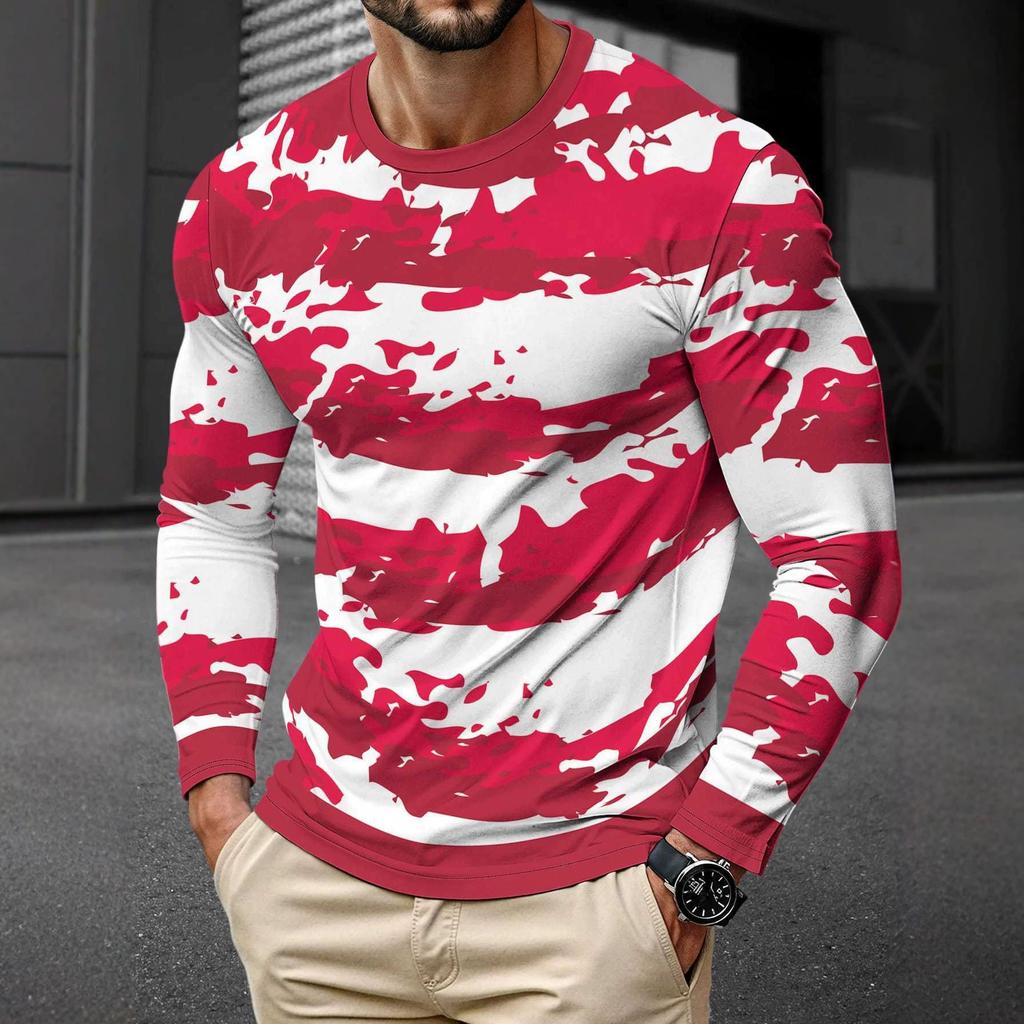 Herbst und Winter Herren 3D-Druck Rundhals Langarm T-Shirt