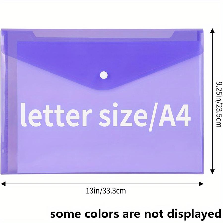 5/10pcs Plastic Envelopes A4 Size Folders for Documents Folders with Snap Closure Letter Size for School and Office Supplies JXB