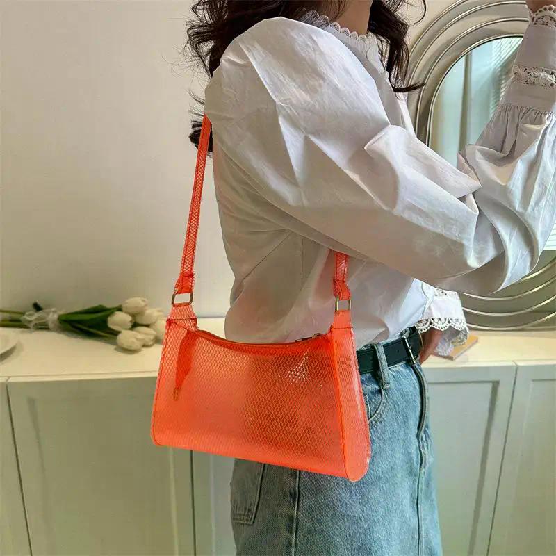 Fashionable PVC Underarm Bag Transparent Shoulder Bag Waterproof Messenger Bag Handbag Phone Bag Women Lipstick Key Storage Bag