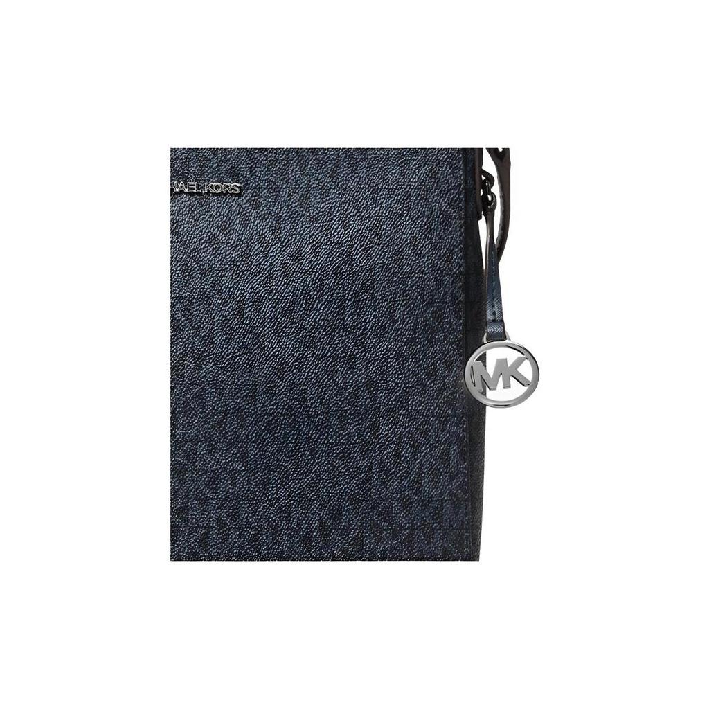Michael Kors Jet Set Logo Print Canvas Messenger Bag Women Bags Blue Black 35F8STVM7B-ADMIRAL