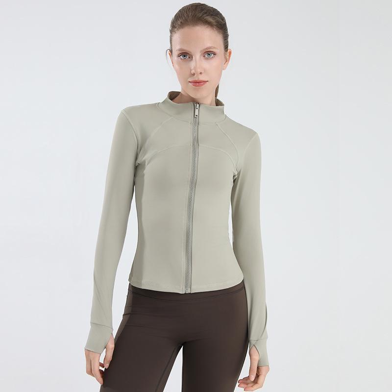 Women's Slim Fit Stand Collar Fitness Jacket and Yoga Pants Set for Autumn/Winter