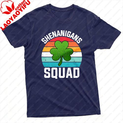 Shenanigans Squad Clover Design Summer Unisex TShirt Vintage Style Casual Wear St Patricks Day Festivals Perfect Gift Tee Tops