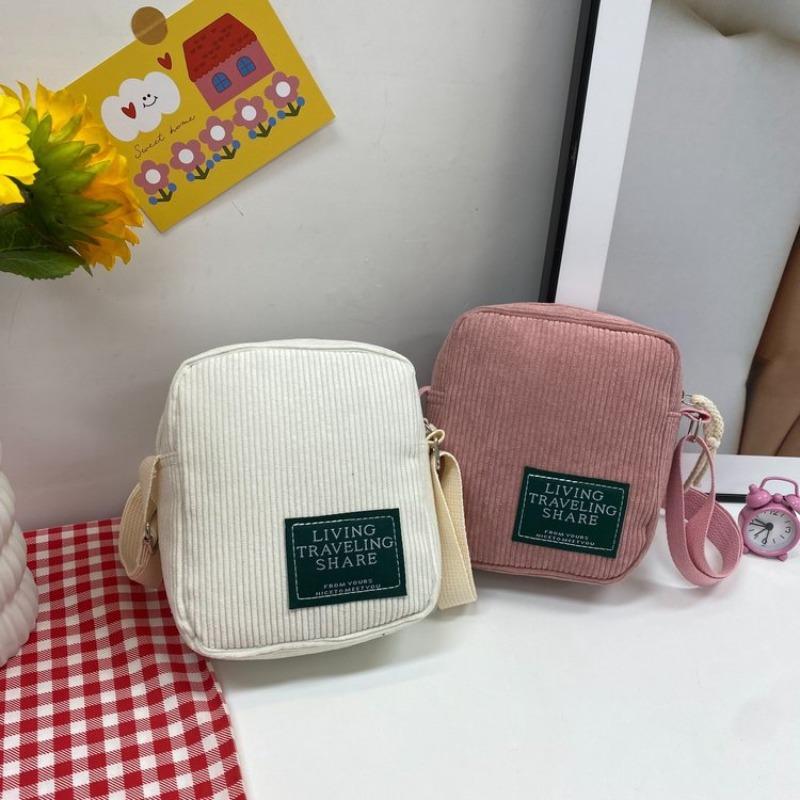 New retro versatile corduroy women's bag corduroy cloth bag striped shoulder messenger bag