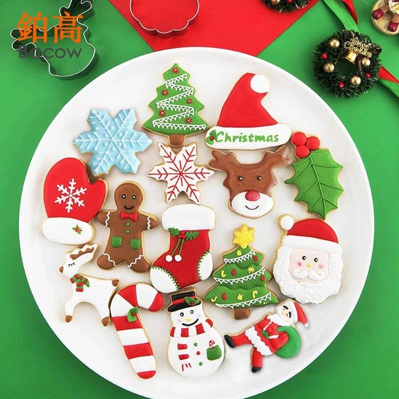 10PCS Cortador de Galletas de Navidad Molde de Árbol de Navidad de Jengibre Herramienta para Decoración de Pasteles de Navidad Regalo de Navidad DIY Molde para Hornear Galletas