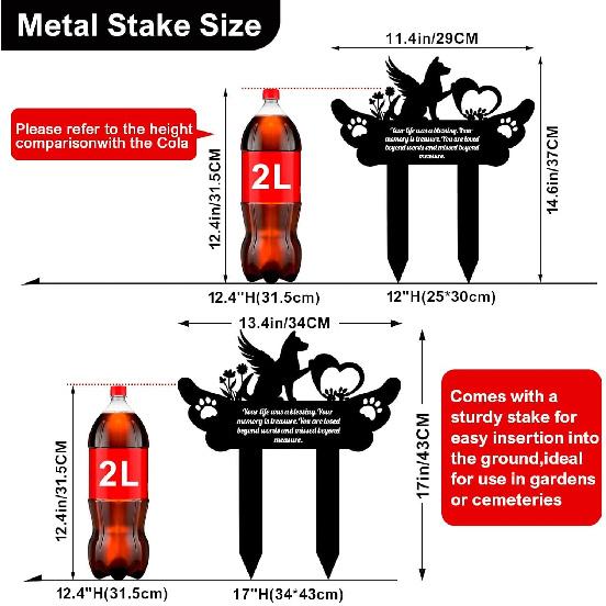 Pet Grave Markers,Metal Pet Headstone for Lost Dog Sympathy Gift,Waterproof Grave Markers for Garden or Indoor,Dog Tombstone Garden Memorial Stake